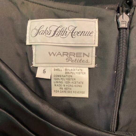 Saks Fifth Ave Vintage? Women’s  Warren Petites Black Crepe Satin Dress sz 6 - Picture 7 of 10